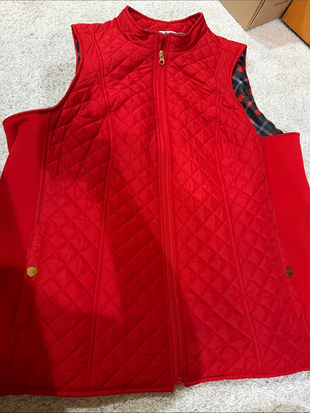 Perfect Fall Vest Red Quilted Vest with Gold-Tone Accents